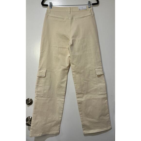 Bayeas High Rise Wide Leg Beige Cargo Jeans Size 26 NWT Stretchy Utility - Picture 9 of 14